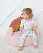Two-piece pajama set with short sleeve top and long pants in Grace Wings print
