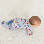 Bestaroo Graffiti Print Bamboo Footie With Two Way Zipper And Fold Over Mittens - 