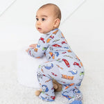 Bestaroo Graffiti Print Bamboo Footie With Two Way Zipper And Fold Over Mittens - 