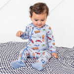 Bestaroo Graffiti Print Bamboo Footie With Two Way Zipper And Fold Over Mittens - 