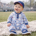 Grand Slam Bamboo Baseball Henley Romper for Baby Boys - Sleeve, Baby & Toddler Clothing, Child, Smile, Eye | Everetts Place