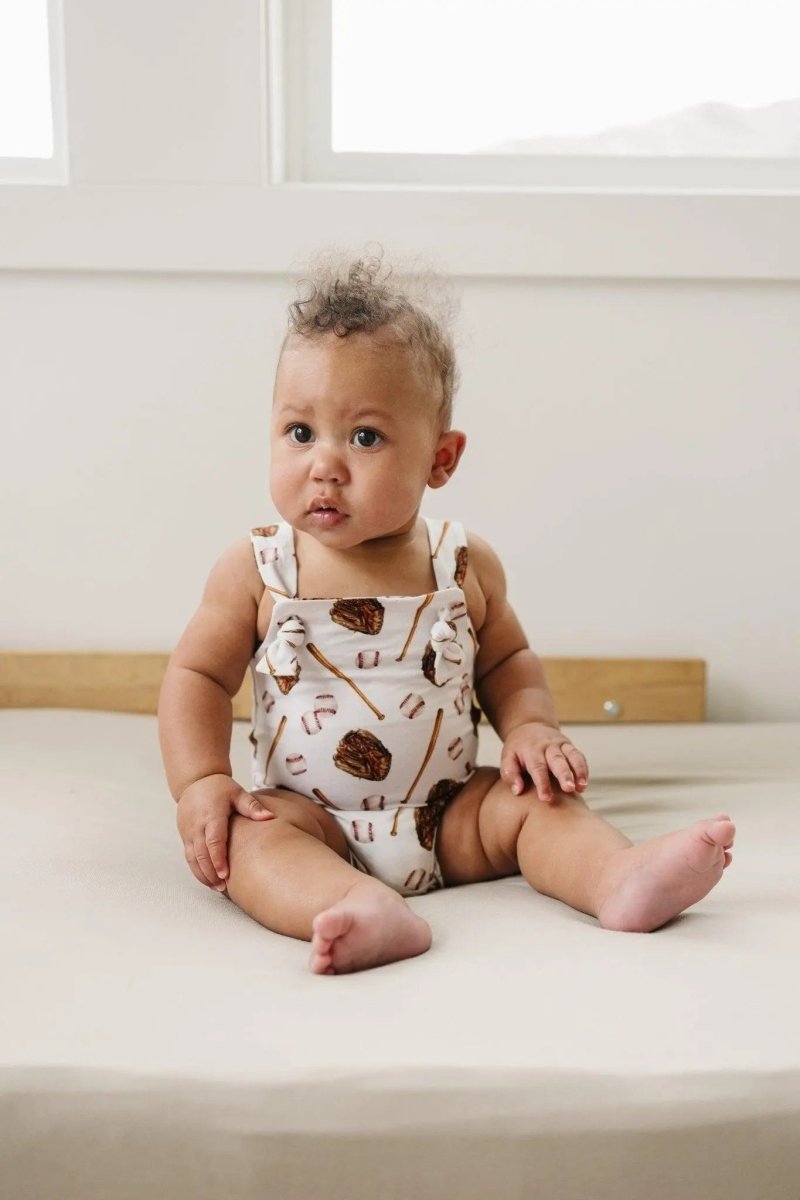 Little Joy Co. Grand Slam Bamboo Knotted Shortalls for Babies Cozy - Everetts Place Boutique - 