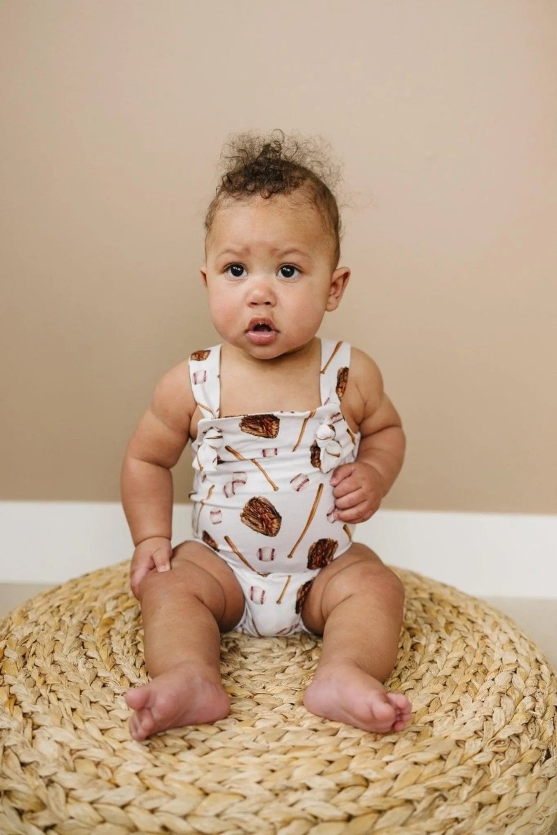 Little Joy Co. Grand Slam Bamboo Knotted Shortalls for Babies Cozy - Everetts Place Boutique - 