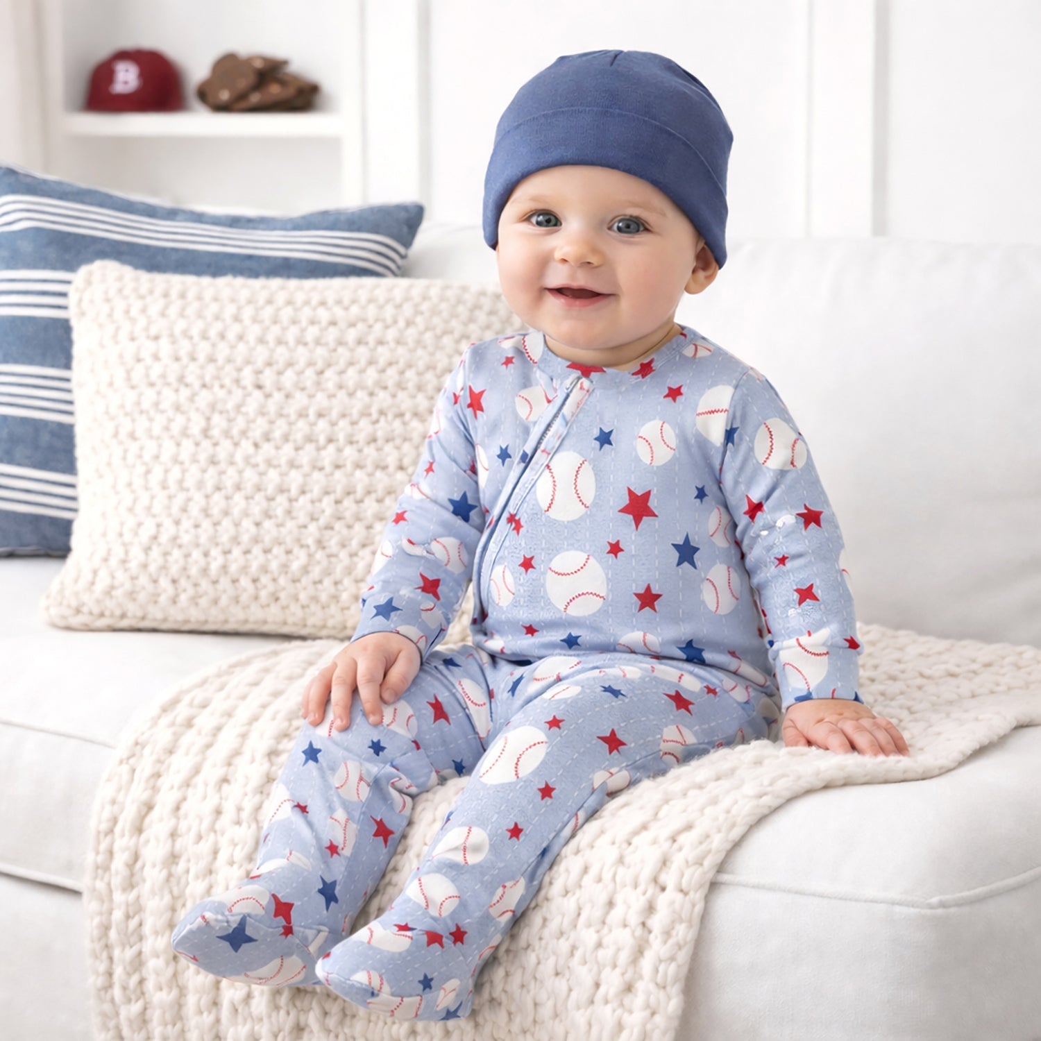 Grand Slam Baseball Bamboo Zipper Romper for Baby - Sleeve, Baby & Toddler Clothing, Child, Textile, Nightwear | Everetts Place