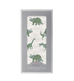 Newcastle Classics Granite Green Dinosaur Cotton Swaddle Blanket for Soft Comfortable Babies - 