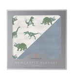 Newcastle Classics Granite Green Dinosaurs and Blue Fog Cotton Newcastle Blanket - 