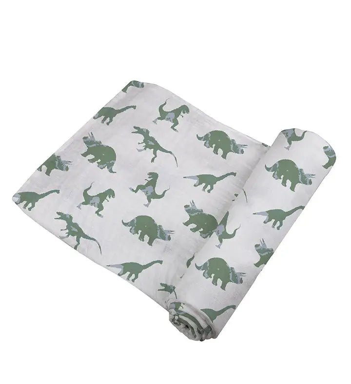 Newcastle Classics Granite Green Dinosaurs Cotton Swaddle - 