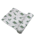 Newcastle Classics Granite Green Dinosaurs Cotton Swaddle - 
