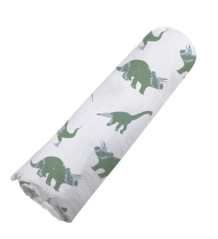 Newcastle Classics Granite Green Dinosaurs Cotton Swaddle