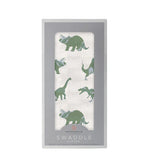 Granite Green Dinosaurs Cotton Swaddle - Dinosaur, Paper, Paper Product, Animal Figure, Velociraptor | Everetts Place