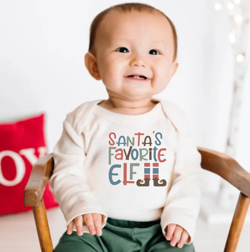 Finn + Emma graphic bodysuit | santas favorite elf (long sleeve) - 