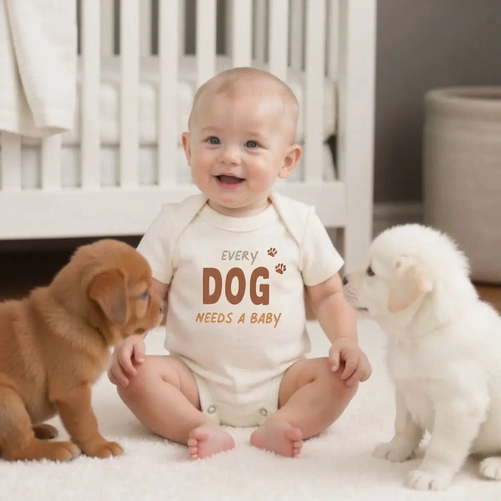 Finn + Emma graphic bodysuit |Every Dog Needs A Baby - 