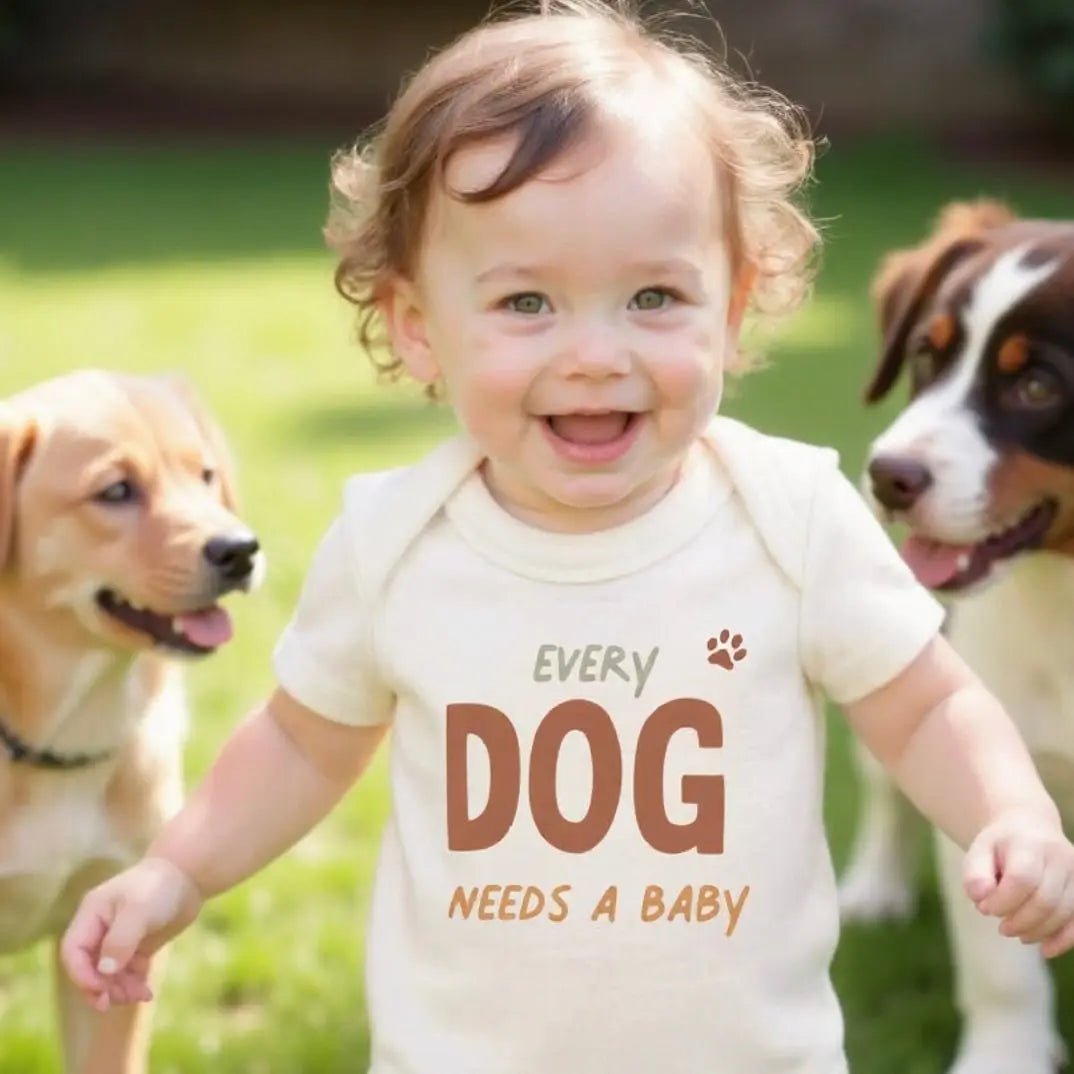 Finn + Emma graphic bodysuit |Every Dog Needs A Baby - 