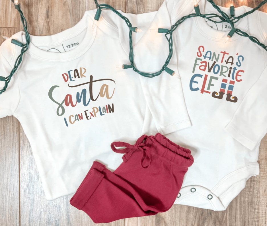 Finn + Emma graphic bodysuit | santas favorite elf (long sleeve) - 