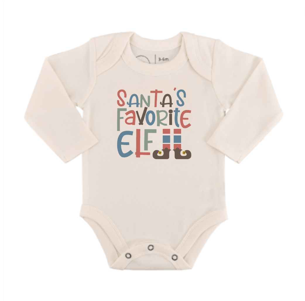 Finn + Emma graphic bodysuit | santas favorite elf (long sleeve) - 