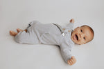 Three Little Tots Gray Baby Ribbed Playsuit with pockets - 