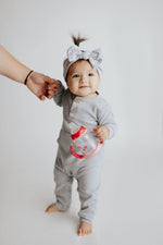 Three Little Tots Gray Baby Ribbed Playsuit with pockets - 