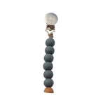 Three Little Tots Gray Silicone Beaded Pacifier Clip - 