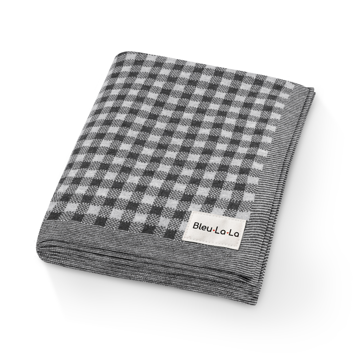 Checkered Knit Baby Blanket - Pure Cotton Comfort for Year-Round Coziness Bleu La La