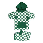 Sweet Bamboo Greatest Green Checker Hooded Jogger Set - 