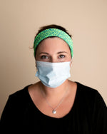 Three Little Tots Green & Blue Savior Headbands With Buttons For Masks - 