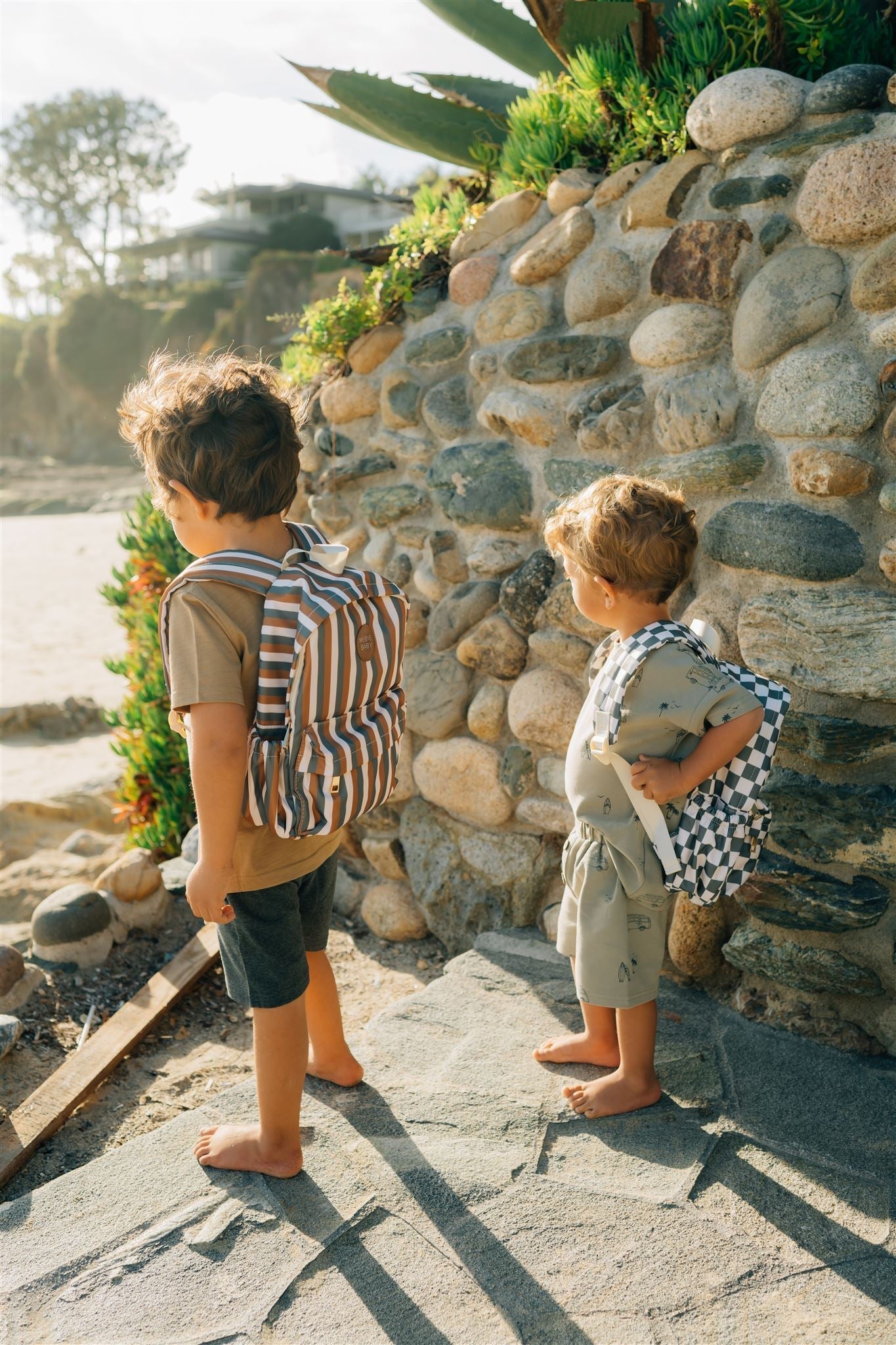 Mebie Baby Green Checkered Mini Backpack - 