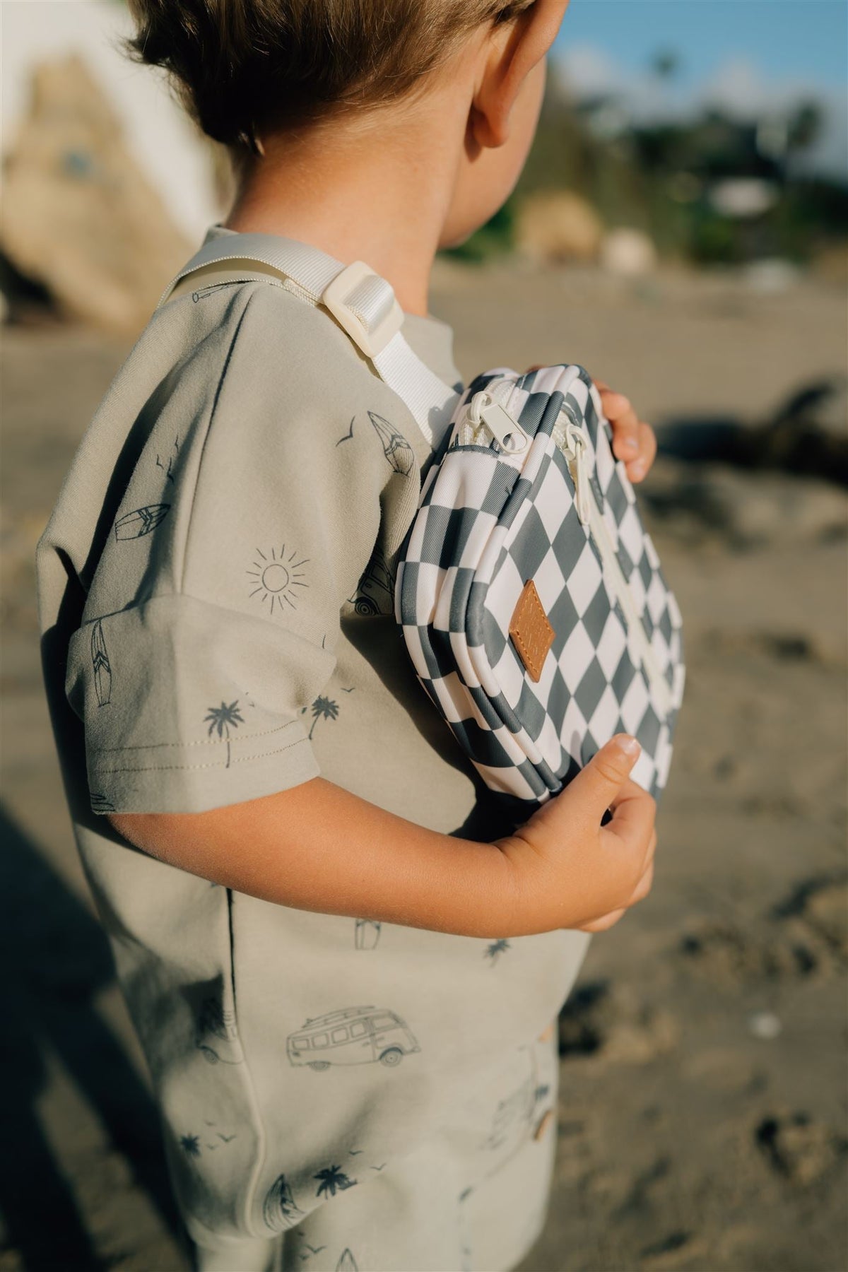 Mebie Baby Green Checkered Mini Fanny Pack For Kids By Mebie Baby - 