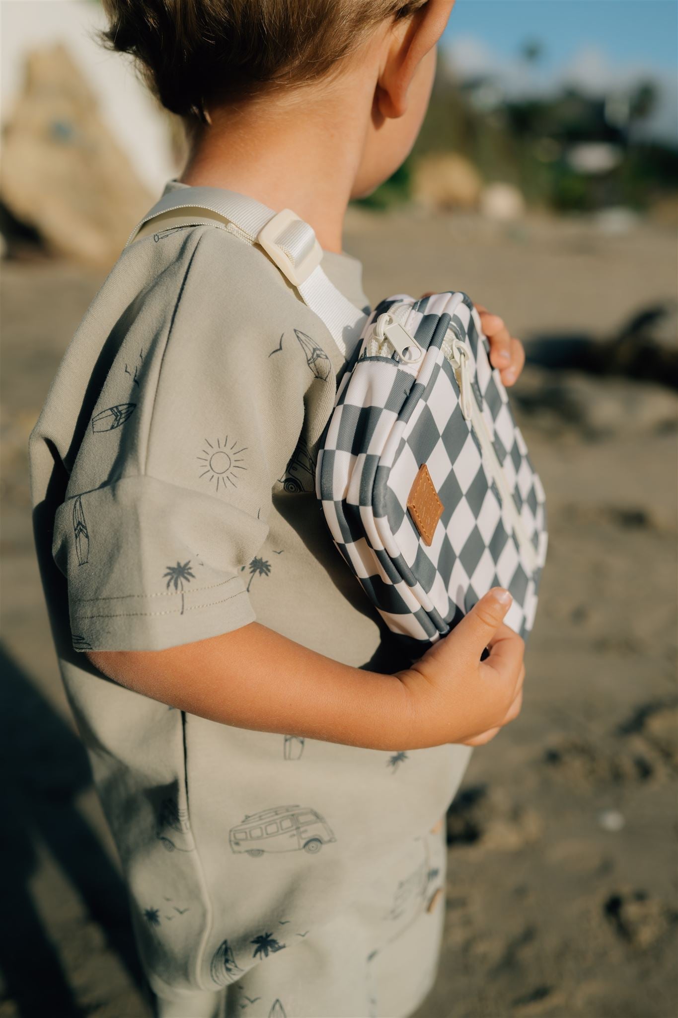 Mebie Baby Green Checkered Mini Fanny Pack For Kids By Mebie Baby - 