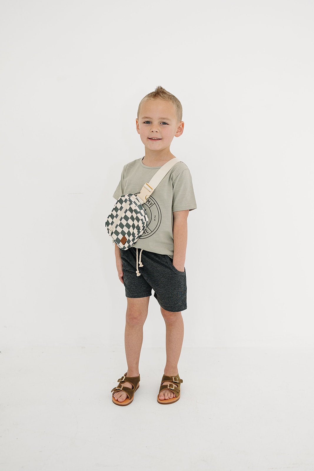 Mebie Baby Green Checkered Mini Fanny Pack For Kids By Mebie Baby - 