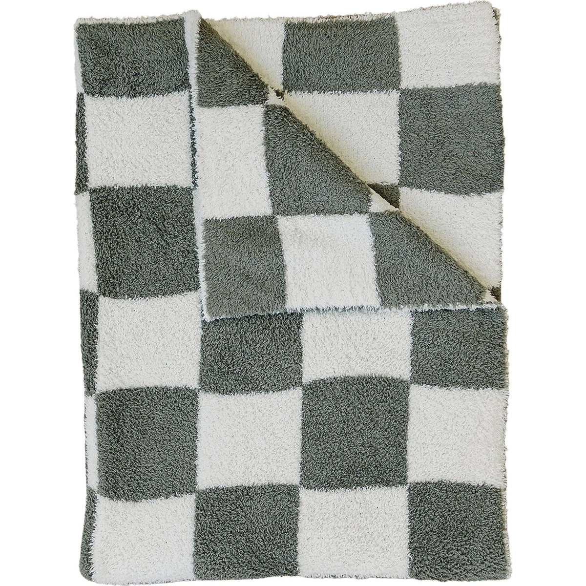 Green Checkered Plush Blanket - Linens, Plaid, Wool, Woolen, Towel | Everetts Place