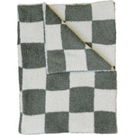 Green Checkered Plush Blanket - Linens, Plaid, Wool, Woolen, Towel | Everetts Place