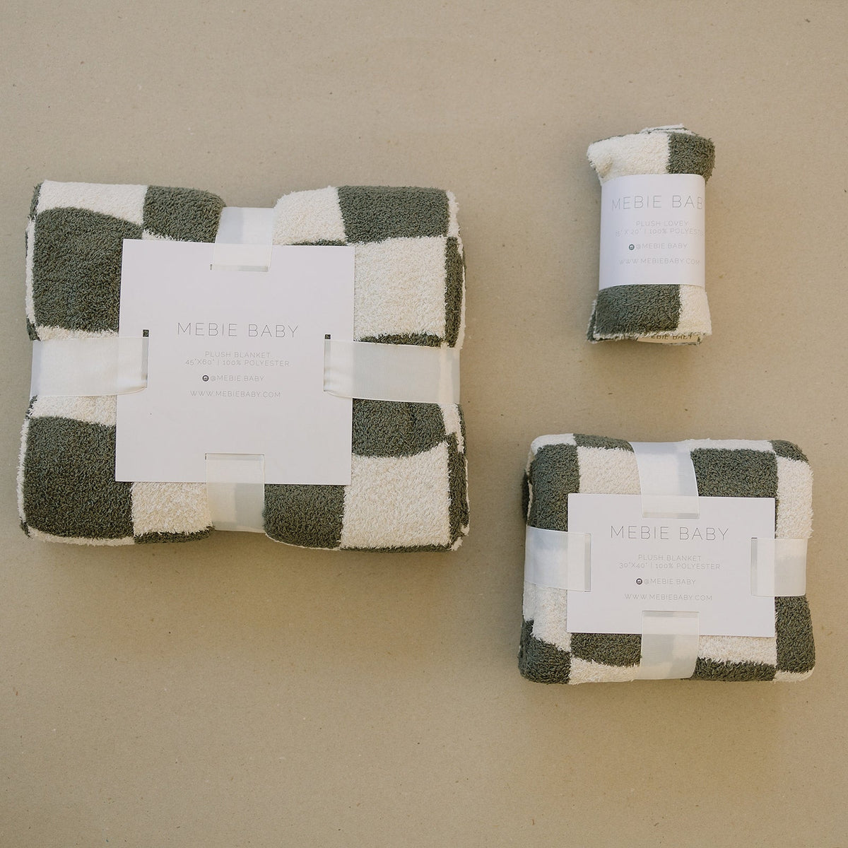 Mebie Baby Green Checkered Plush Blanket - 