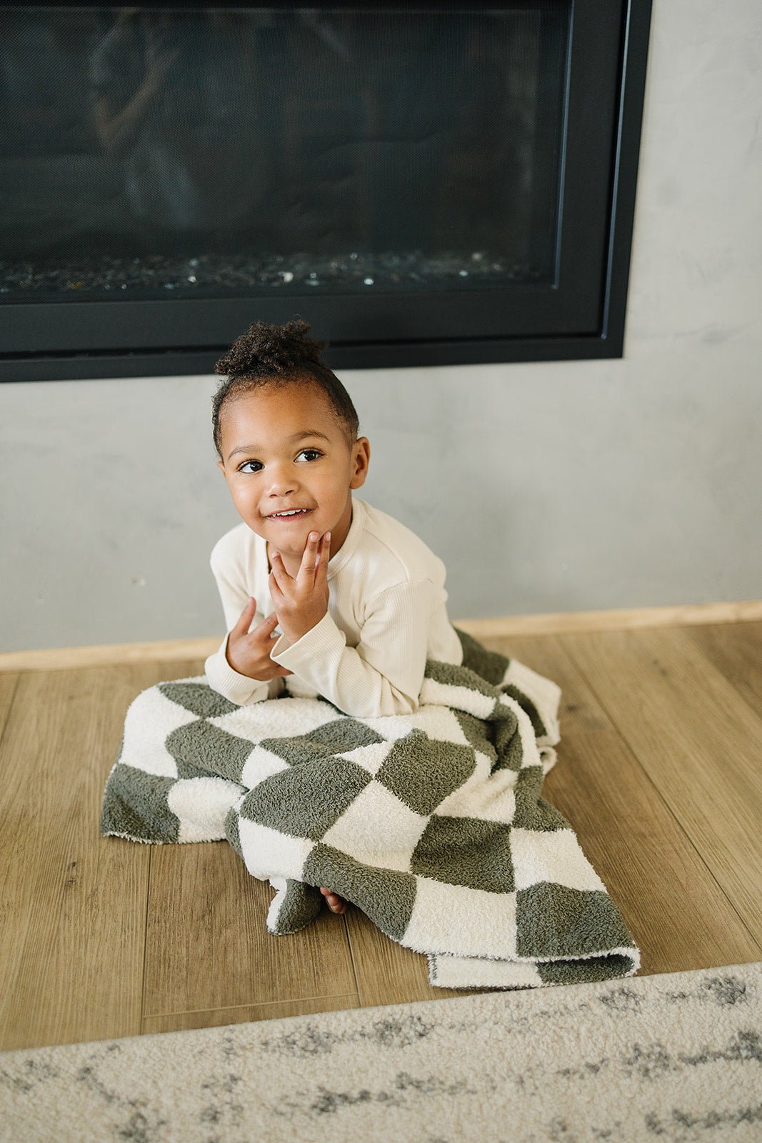Mebie Baby Green Checkered Plush Blanket - 