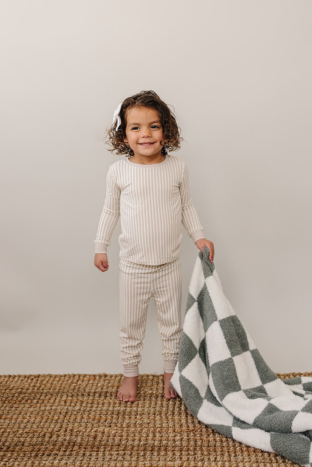 Mebie Baby Green Checkered Plush Blanket - 