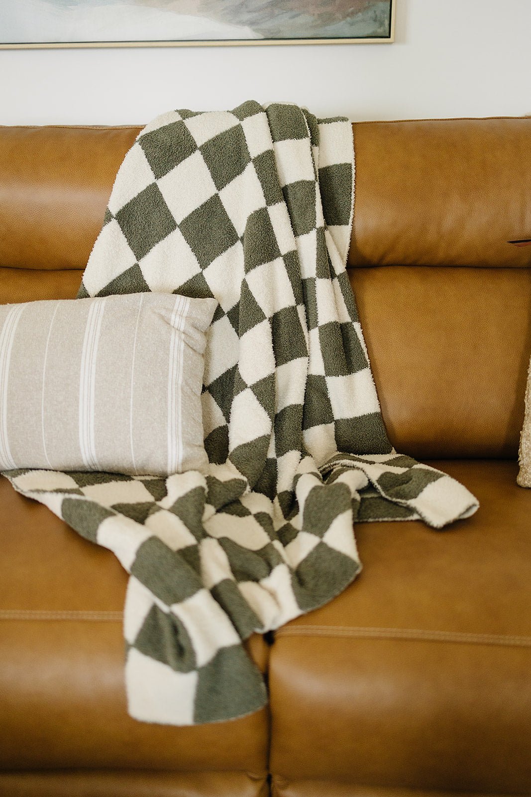 Mebie Baby Green Checkered Plush Blanket - 