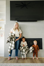 Mebie Baby Green Checkered Plush Blanket - 