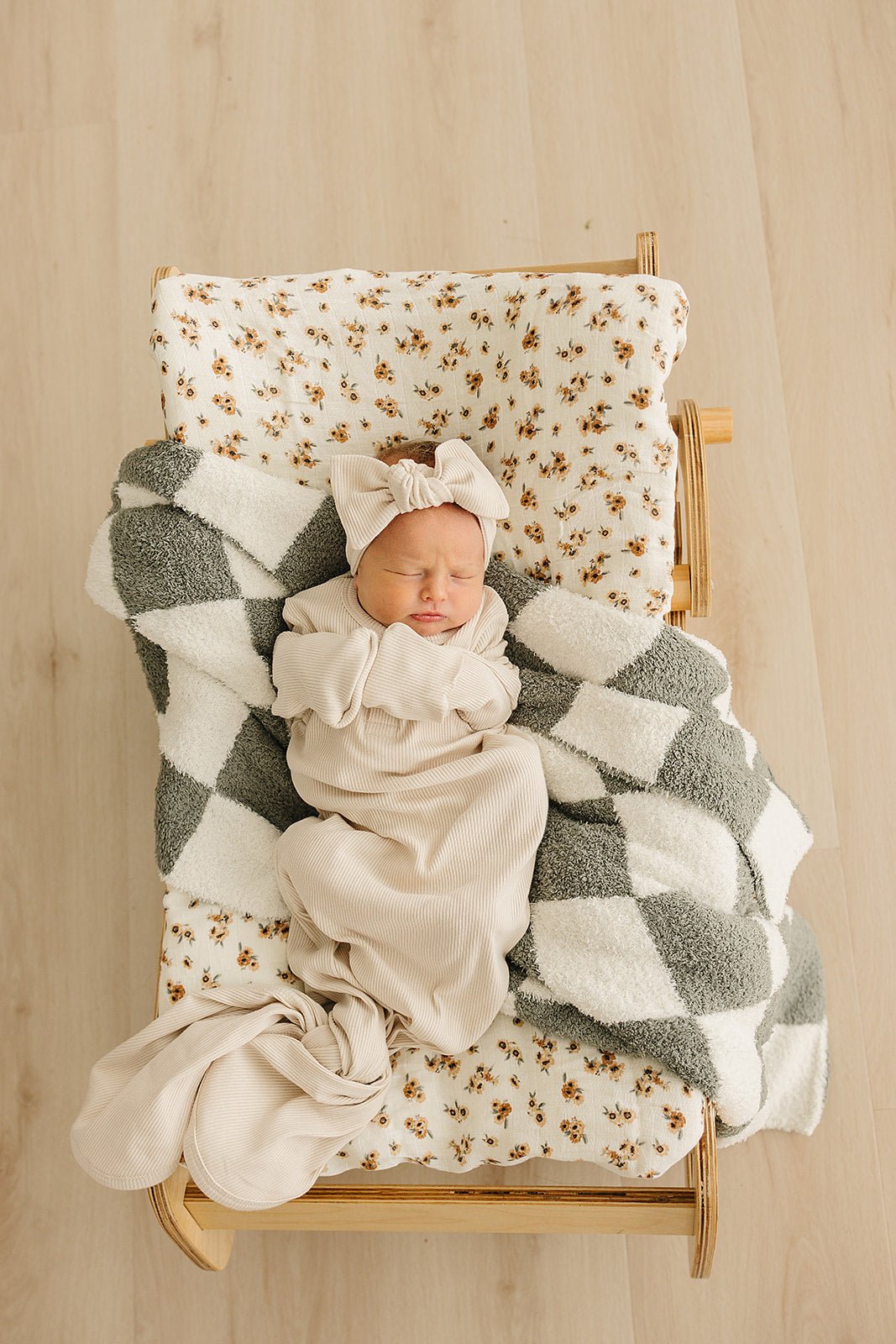 Mebie Baby Green Checkered Plush Blanket - 