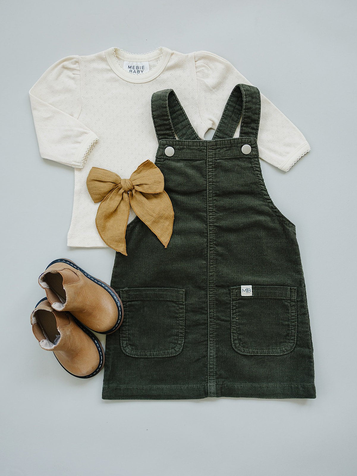 Mebie Baby Green Corduroy Dress for Baby Girls by Mebie Baby Collection - 