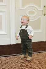 Mebie Baby Green Corduroy Overalls for Babies and Toddlers with Adjustable Straps - 