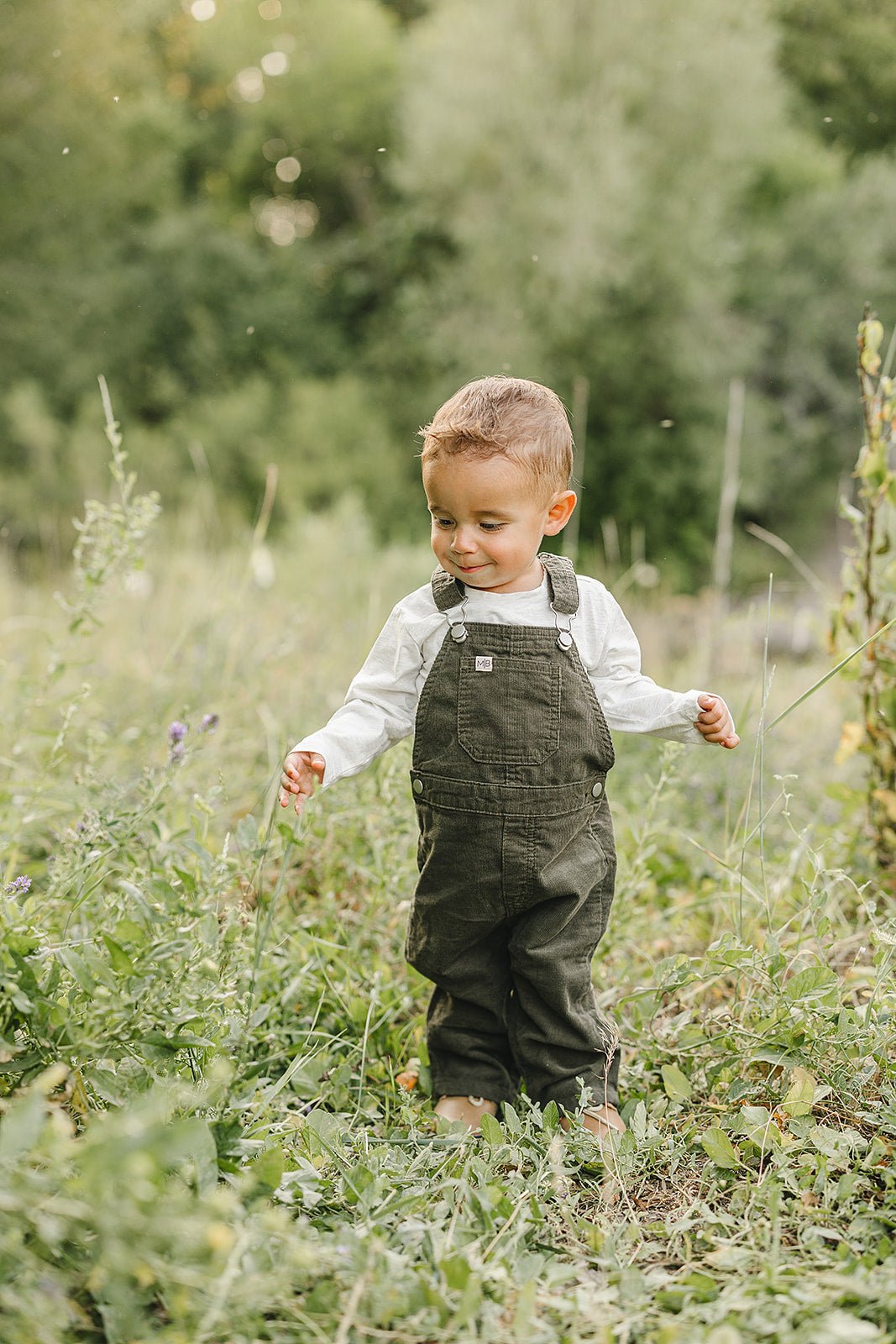 Mebie Baby Green Corduroy Overalls for Babies and Toddlers with Adjustable Straps - 