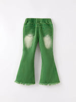 Rylee Faith Designs Green Flared Elastic Jeans for Women Stretch Comfort Fit - Everetts Place Boutique - 