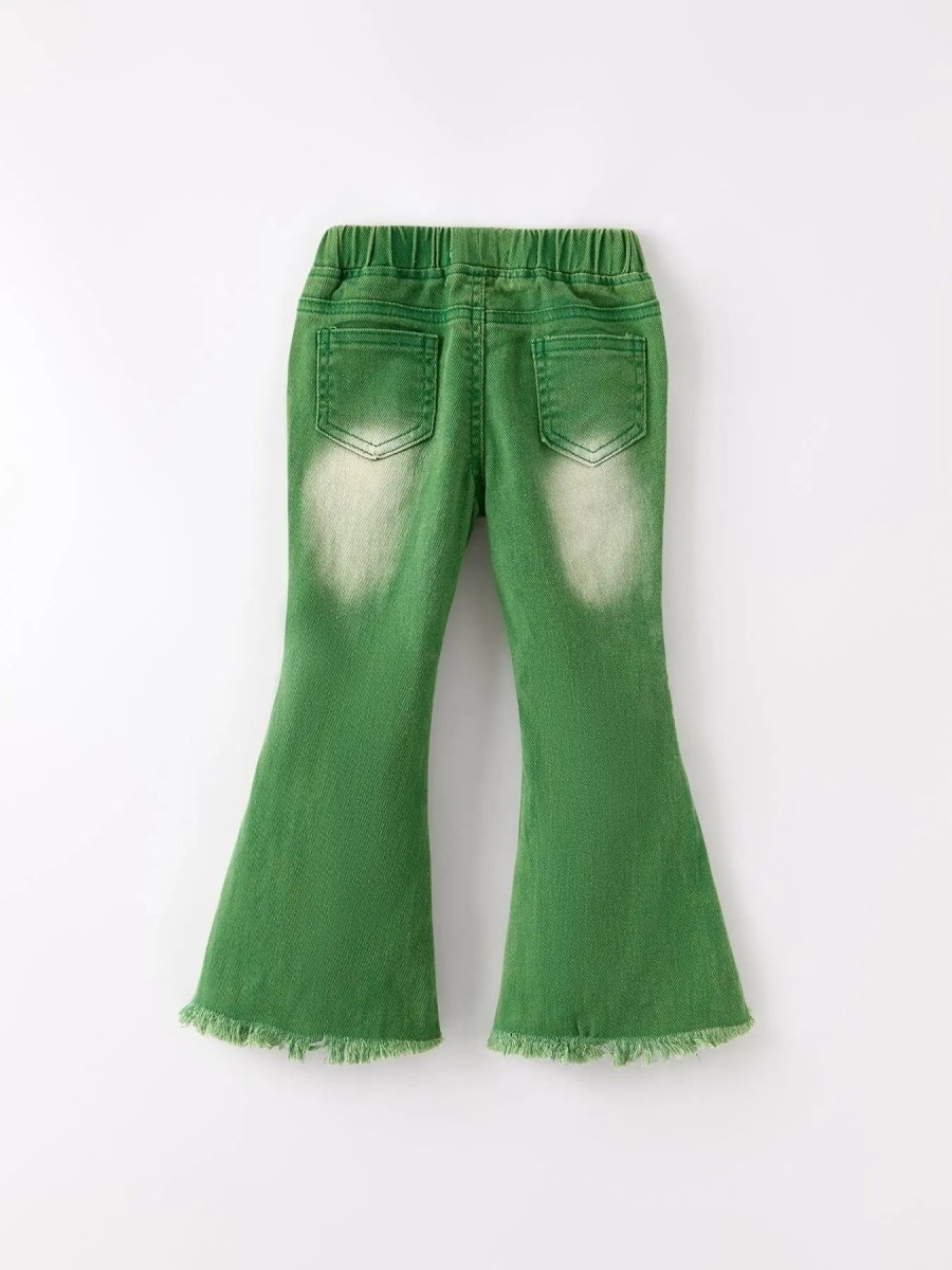 Rylee Faith Designs Green Flared Elastic Jeans for Women Stretch Comfort Fit - Everetts Place Boutique - 