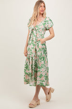 PinkBlush Green Floral Front Tie Midi DressEveretts Place