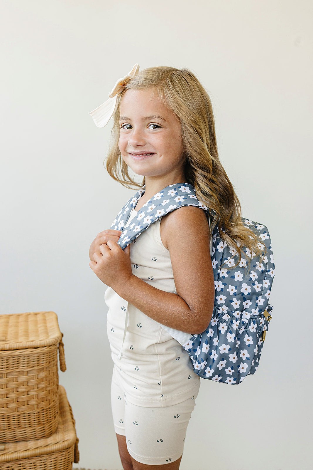 Mebie Baby Green Floral Mini Backpack - 