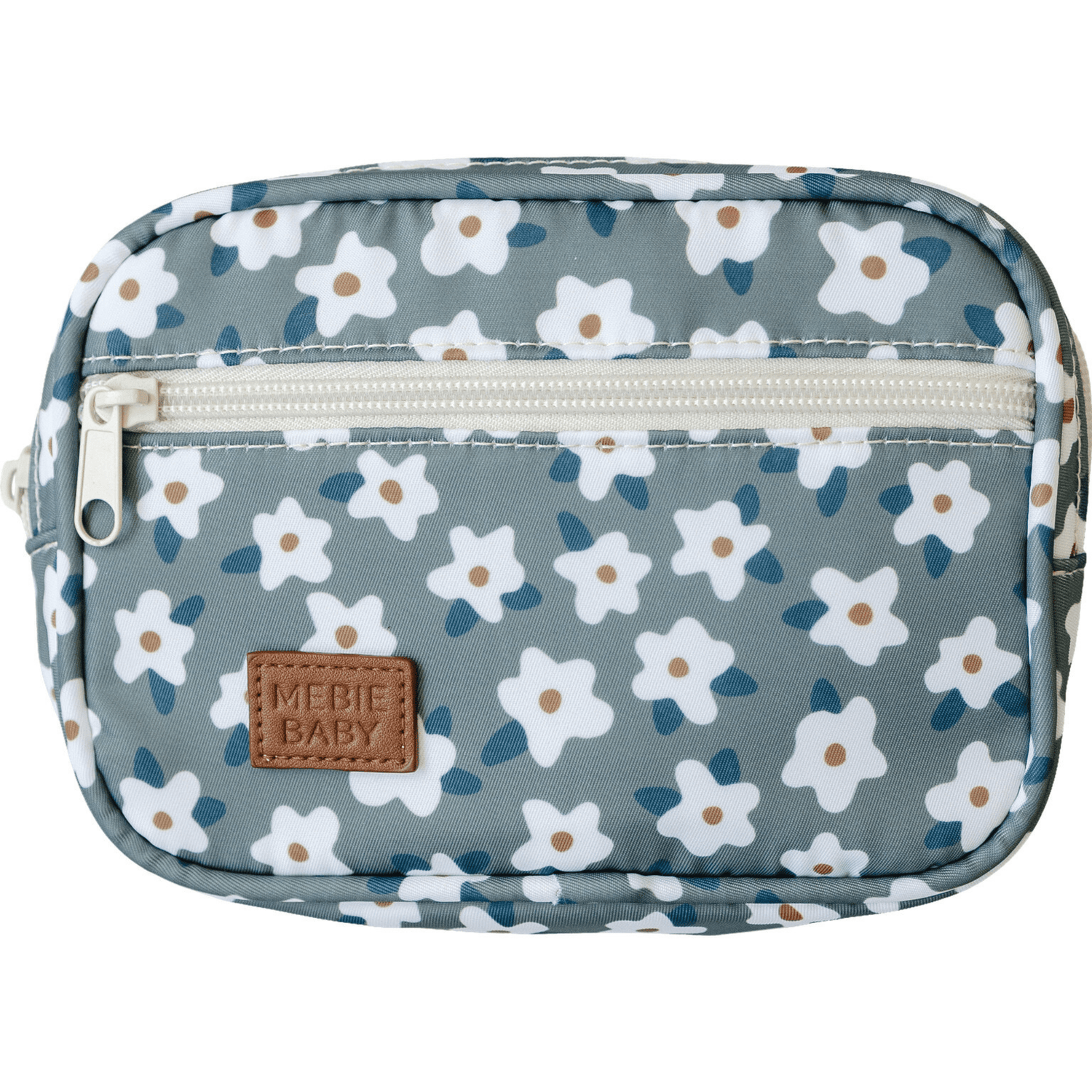 Mini fanny pack in a green floral pattern with an adjustable strap