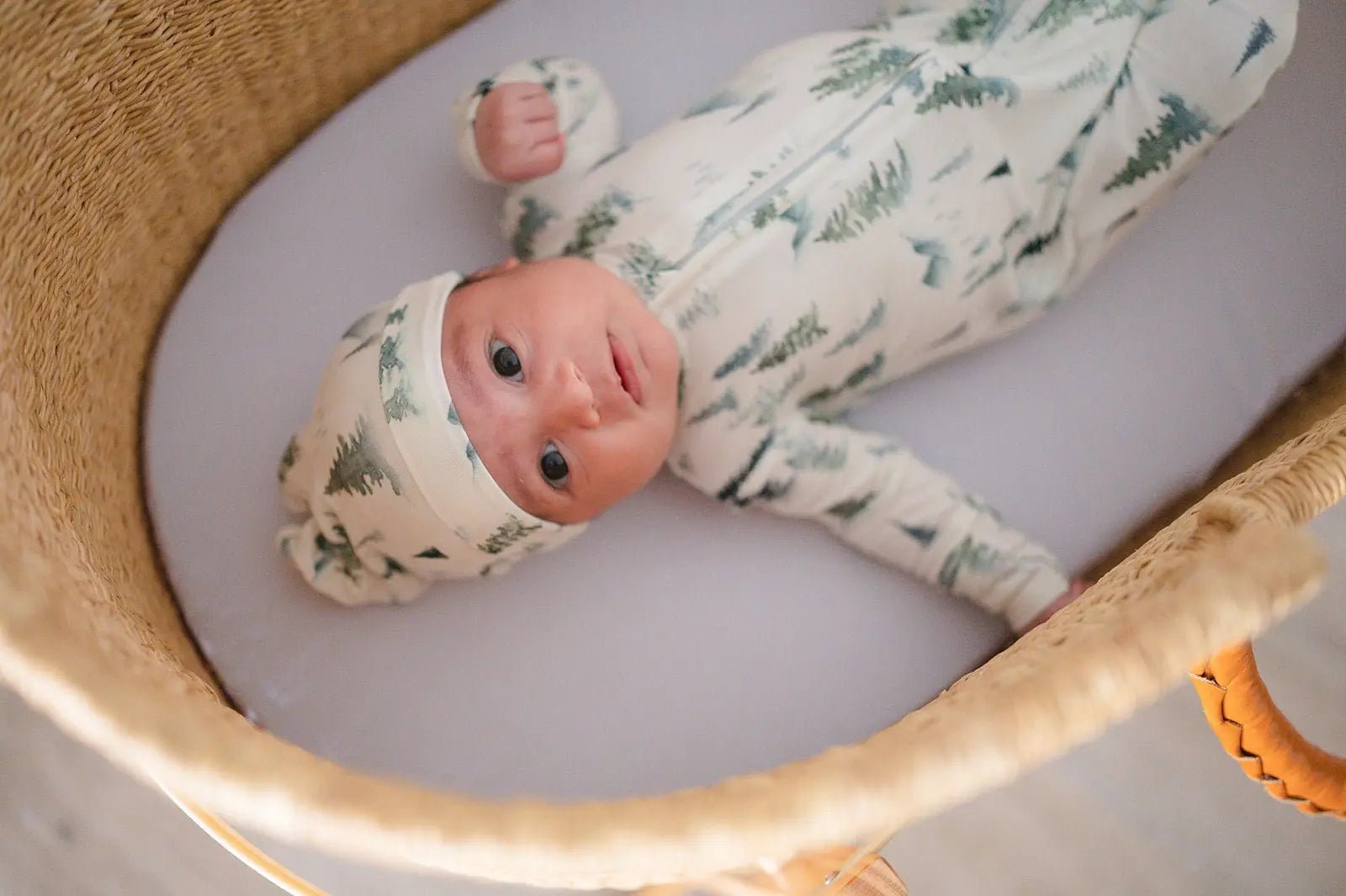 Green Forest Bamboo Baby Knot Hat Newborn Soft Breathable Comfort Harp Angel Boutique 