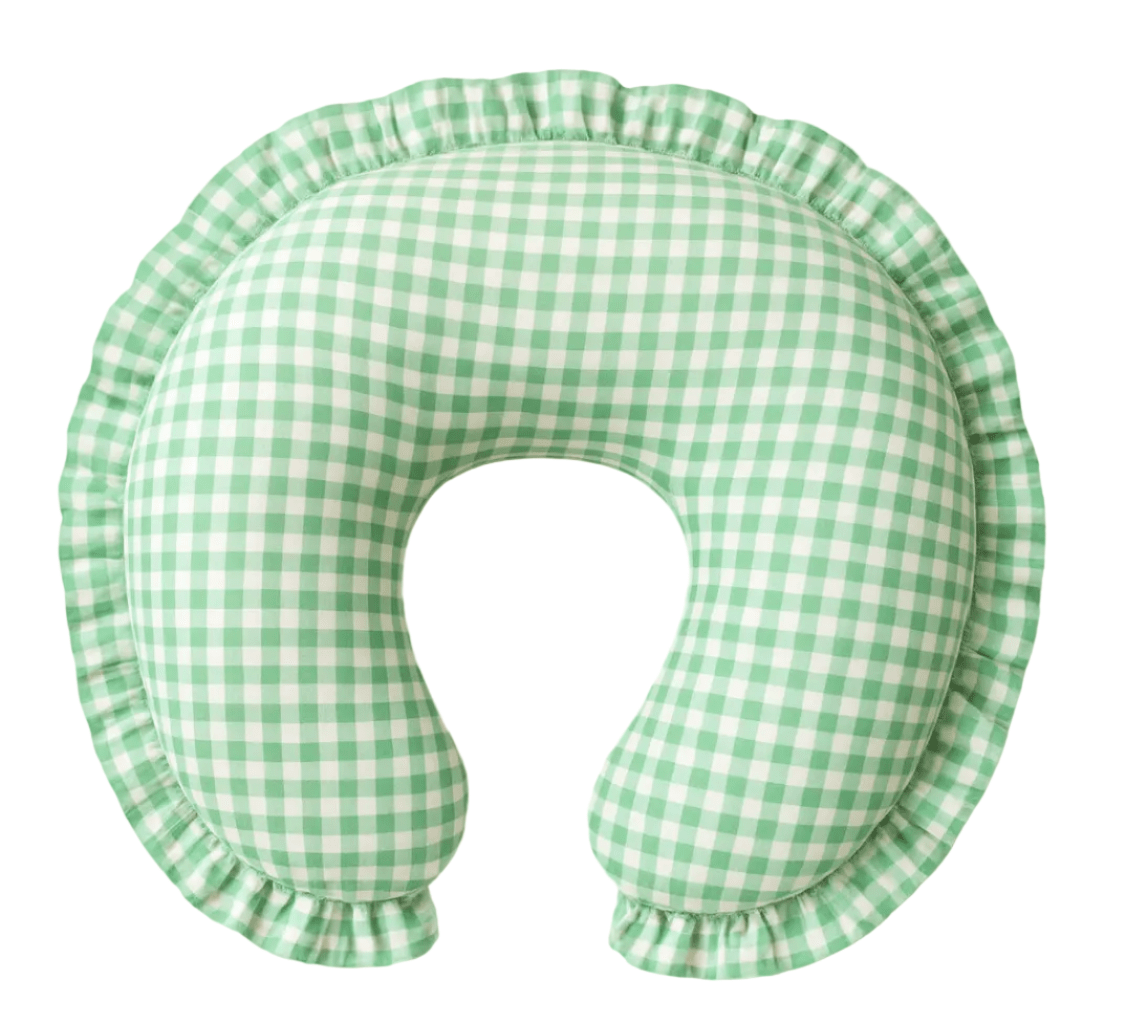 Little Mae & Co Green Gingham Ruffle Nursing Pillow Cover - 
