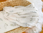 Green Leaves Muslin Swaddle Blanket by Harp Angel Boutique