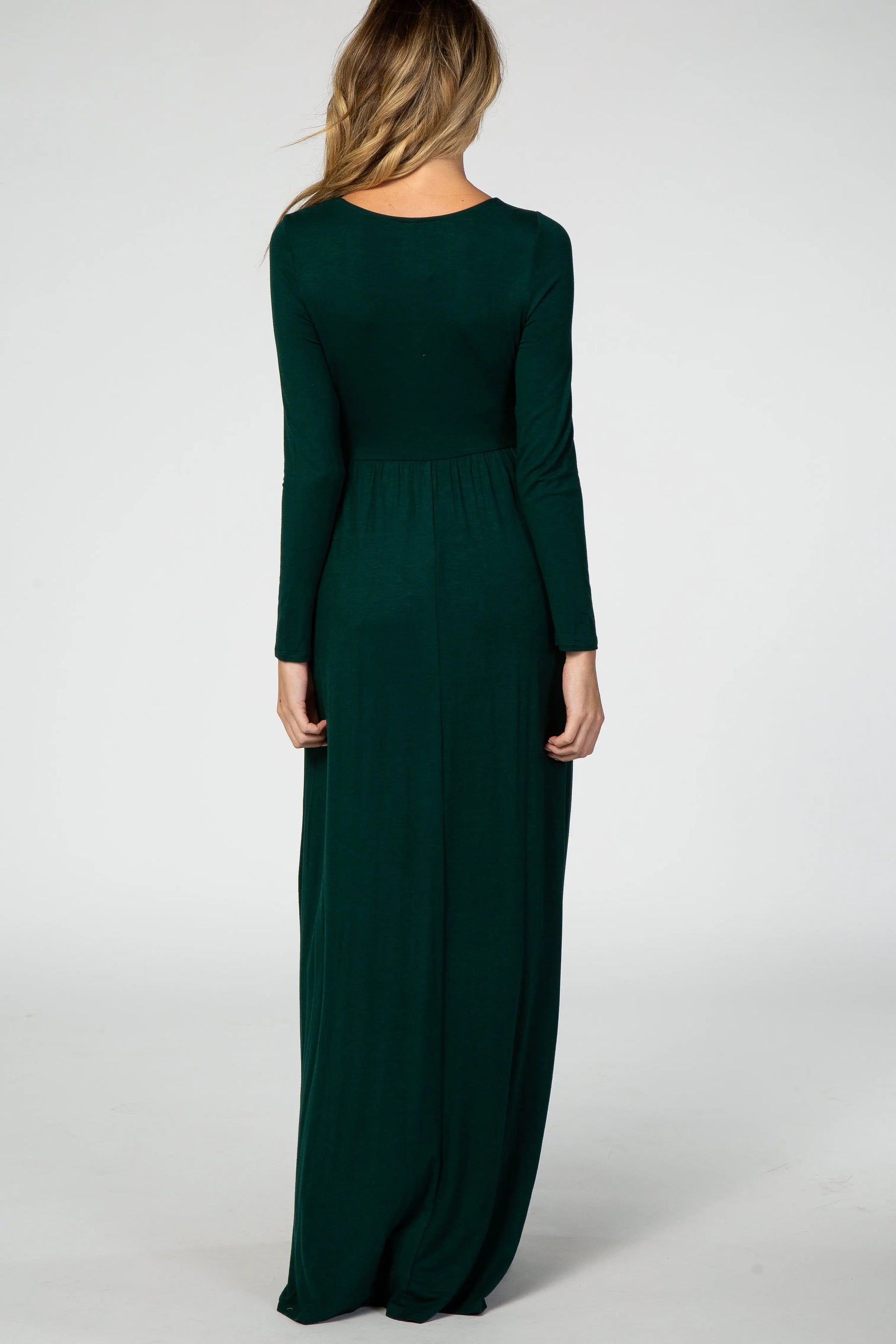PinkBlush Green Long Sleeve Maternity Nursing Maxi Dress - 