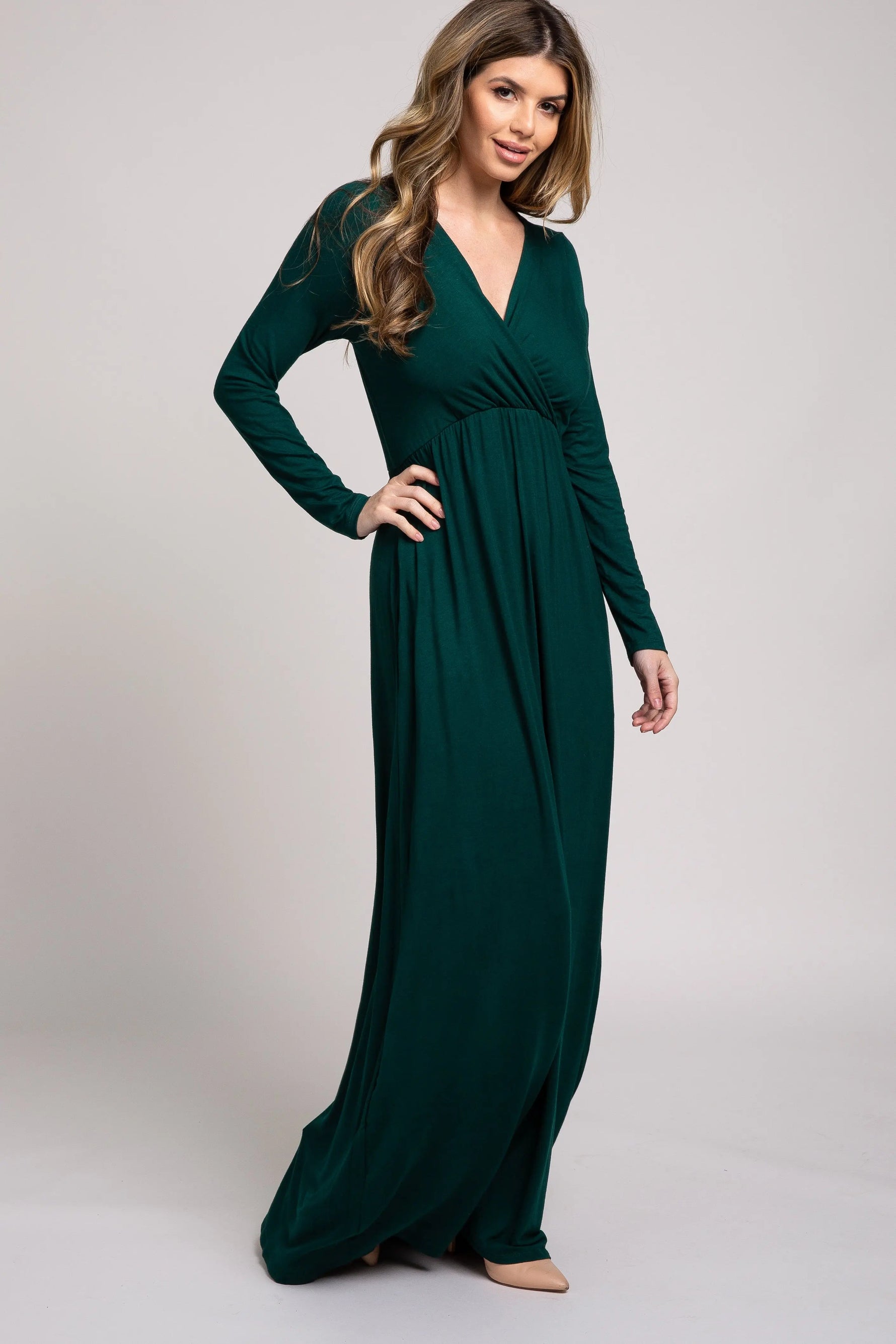PinkBlush Green Long Sleeve Maxi Dress - 